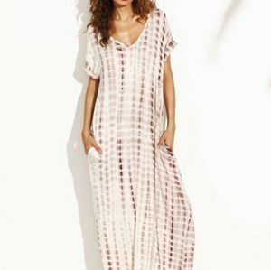 Brown White Tie Dye T Shirt Dress Size L